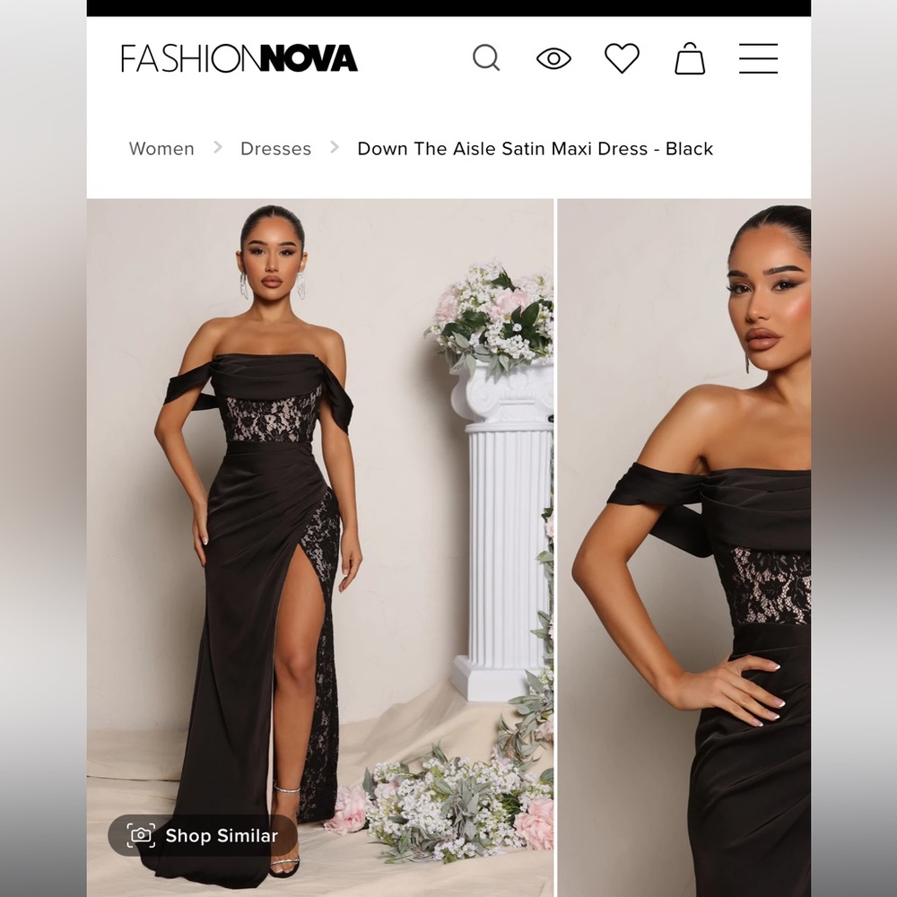 Fashionova black lace gown with slit